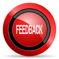 feedback red glossy web icon