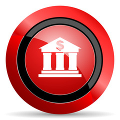 bank red glossy web icon