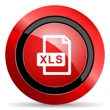 xls file red glossy web icon