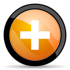 plus orange icon cross sign