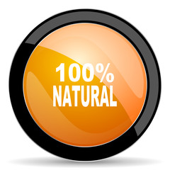 natural orange icon 100 percent natural sign