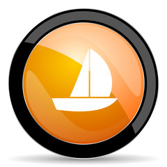 yacht orange icon sail sign