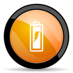 battery orange icon power sign