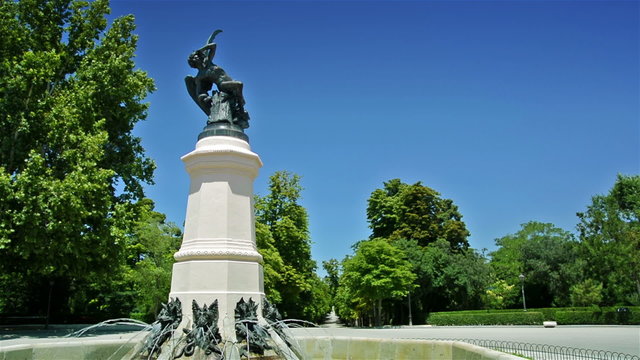 Fountain of the fallen angel. Angel caido. Madrid El Retiro park.