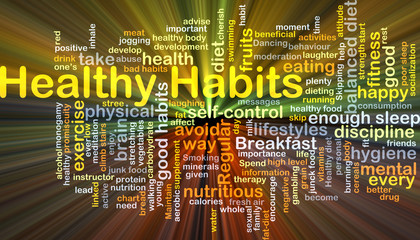 Healthy habits background concept glowing