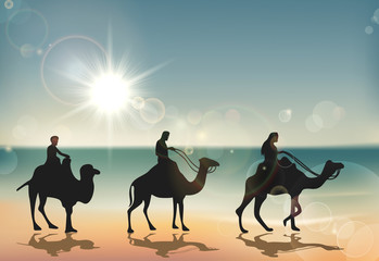 Camel Rider under Sunset