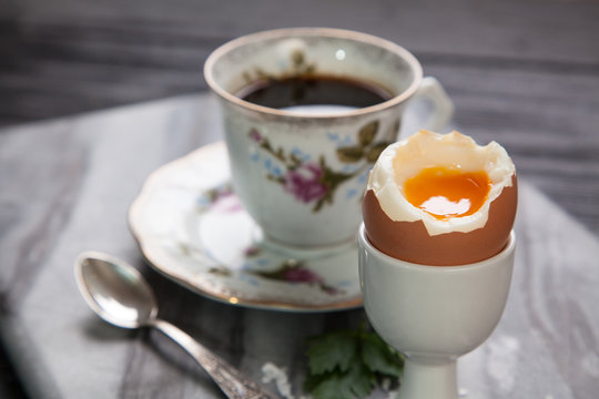 Boiled eggs and coffee