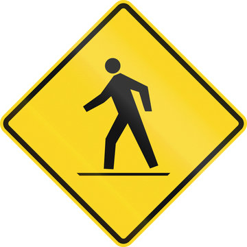 Canadian road warning sign - Pedestrian crossing. This sign is used in Ontario
