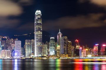 Fototapeta na wymiar Hong Kong Victoria Harbour cityscape at night.