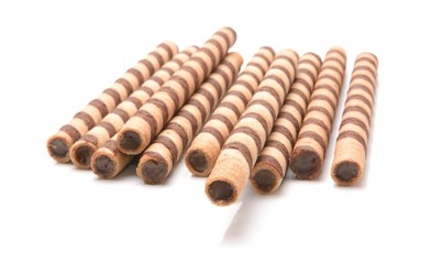 Chocolate sticks isolated on white background
