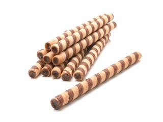 Chocolate sticks isolated on white background