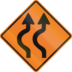 Canadian traffic warning sign - Double two reverse curve to the left. This sign is used in Ontario