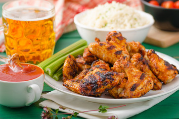 Barbecue grilled chicken wing