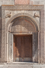 Armenian church door with detailed carving