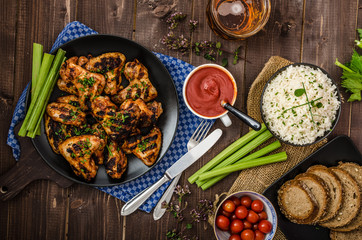 Barbecue grilled chicken wing