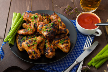 Barbecue grilled chicken wing