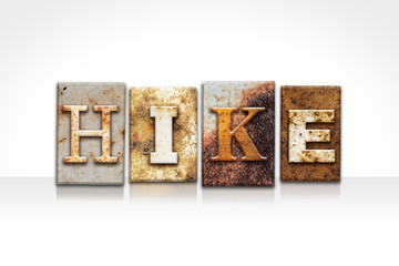 Hike Letterpress Concept Isolated on White