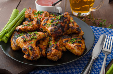 Barbecue grilled chicken wing