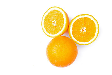 Orange fruit on white background.