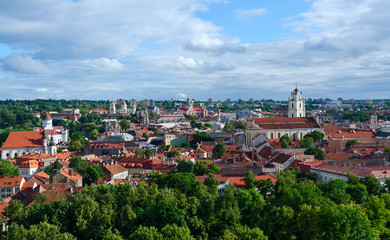 Fototapeta na wymiar Vilnius, panoramic view of Old City from Mount of Gediminas