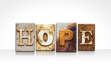Hope Letterpress Concept Isolated on White