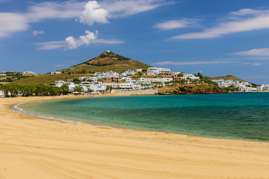 Scenic Logaras beach at Pisso Livadi village, Paros island, Cyclades, Greece.