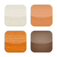 Buttons with wooden background for app and web