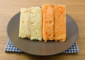 Vanilla and Orange Chiffon Cake on A Dish