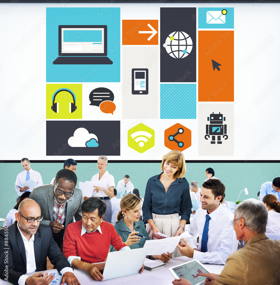 Poster computer cloud computing storage media digital concept