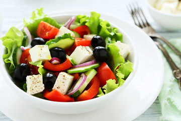 Vegetable greek salad in a bowl