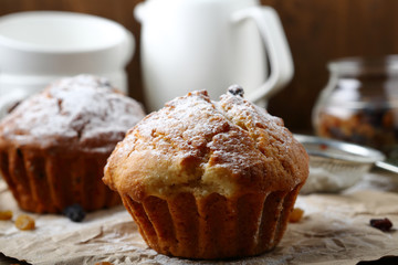 Delicious muffins on a napkin