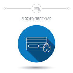 Blocked credit card icon. Shopping sign.