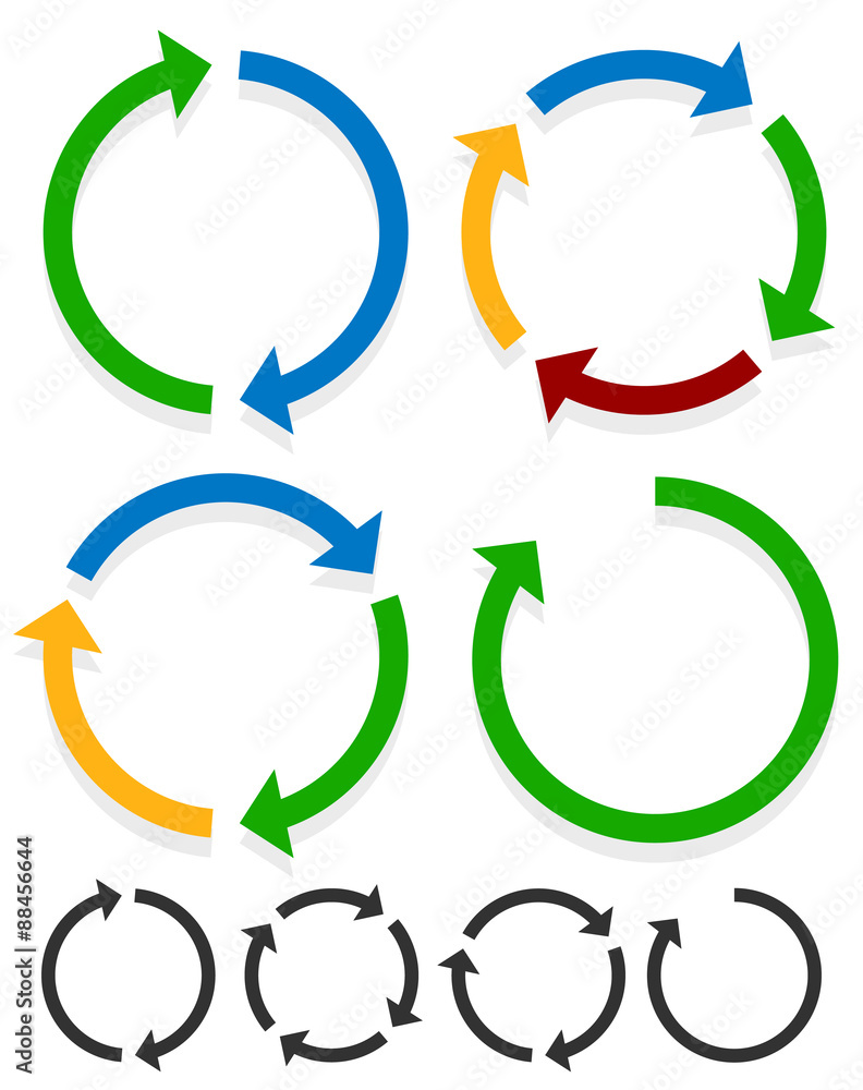 Poster circular arrows for recycle, repetition, rotation or cycle, sync