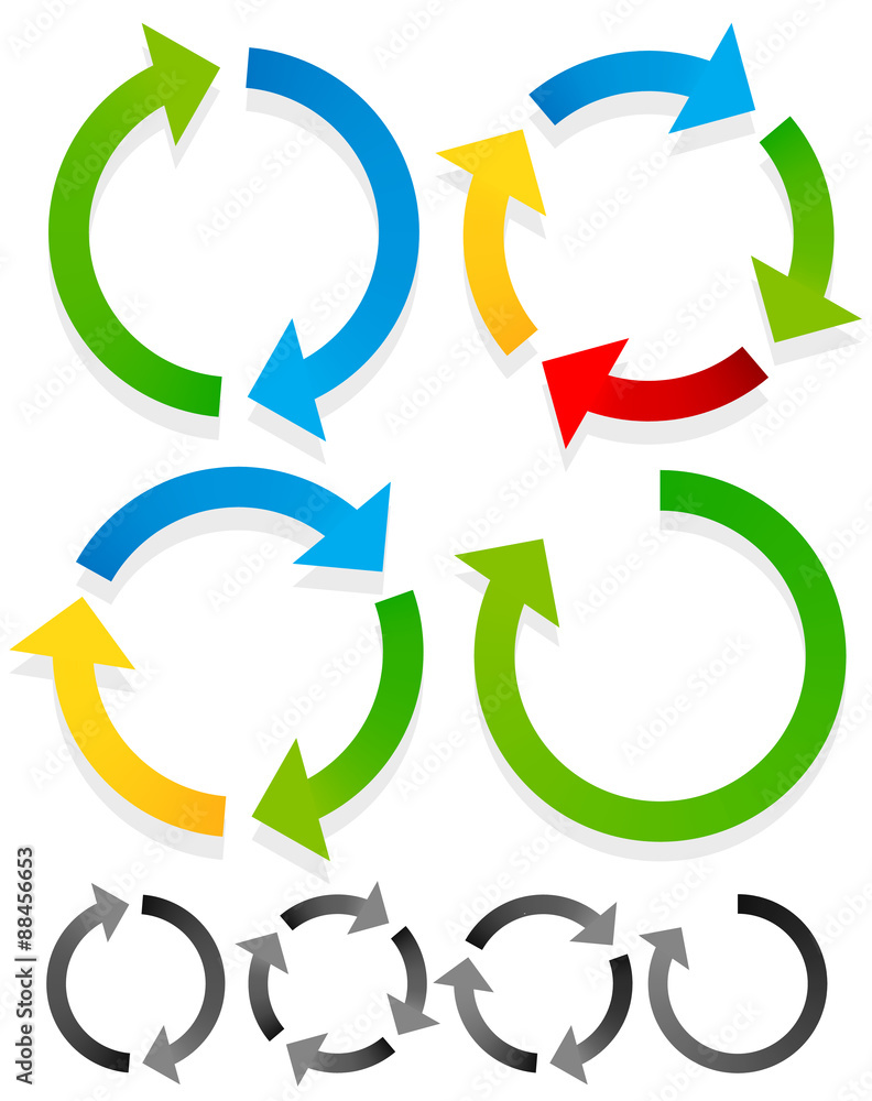 Poster circular arrows for recycle, repetition, rotation or cycle, sync