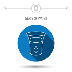 Glass of water icon. Drop sign.