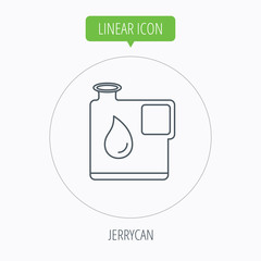 Jerrycan icon. Petrol fuel can with drop sign.