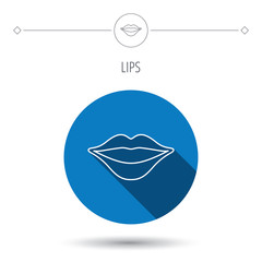 Lips icon. Smiling mouth sign.