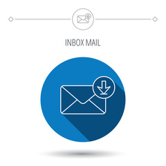 Mail inbox icon. Email message sign.
