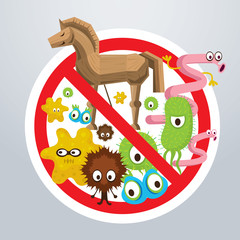 Prohibition Sign No or Anti Virus Computer, Spyware, Malware, Worm, Trojan, Adware