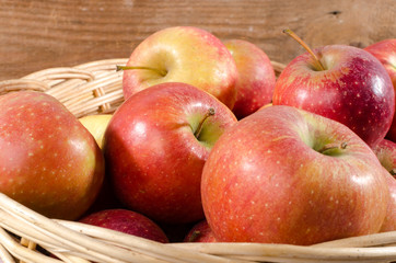 Tasty apples in a basket