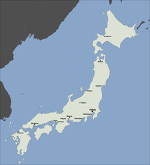 Japan main city distribution and position 