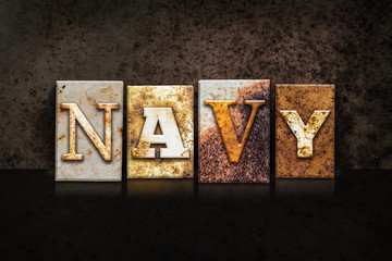 Navy Letterpress Concept on Dark Background