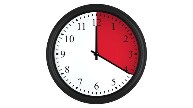 Animated clock with a red time interval 