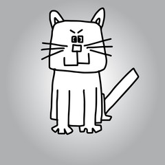 illustration vector hand drawn doodles white cat sitting