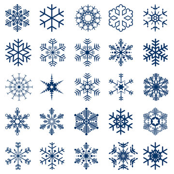 collection of different blue snowflakes