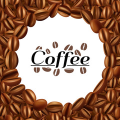 Coffee beans round frame background print
