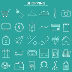 Linear shopping icon for website and app