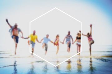 Hexagon Frame Holiday Summer Vacation Copy Space Concept