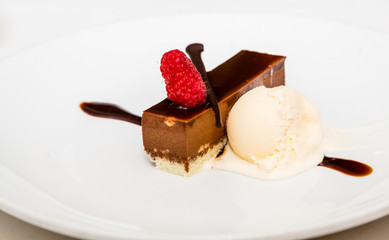 Chocolate Cake with Vanilla Ice Cream