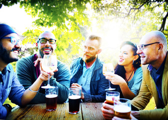 Fototapeta na wymiar Diverse People Friends Hanging Out Drinking Concept
